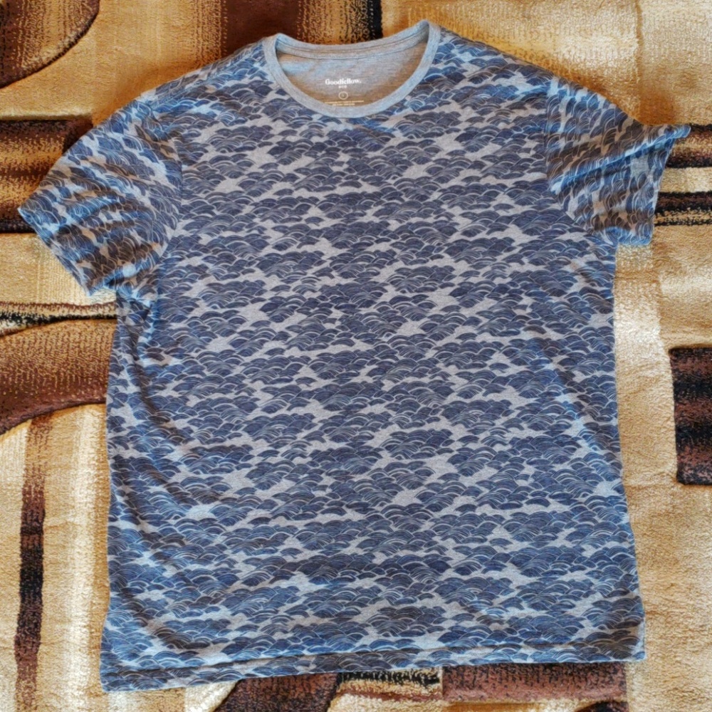 Casual Blue T-Shirt with wave designs